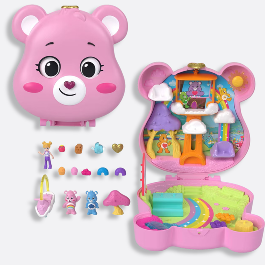 Polly Pocket Care Bears Dolls and Playset with Toy Car and Themed Accessories