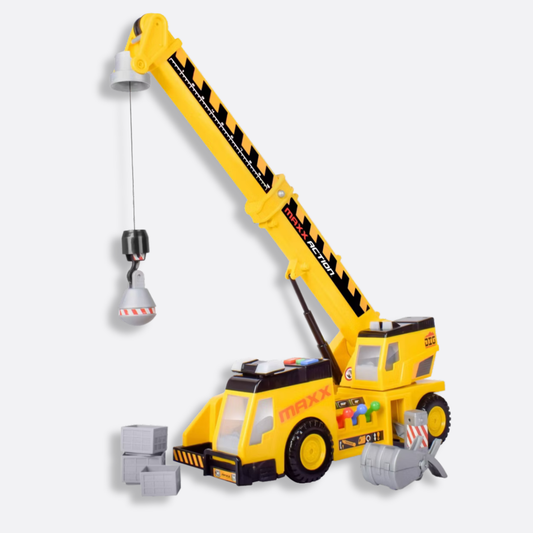 Maxx Action 3-N-1 Crane Truck - Large Construction Toy Vehicle with Joystick Controller