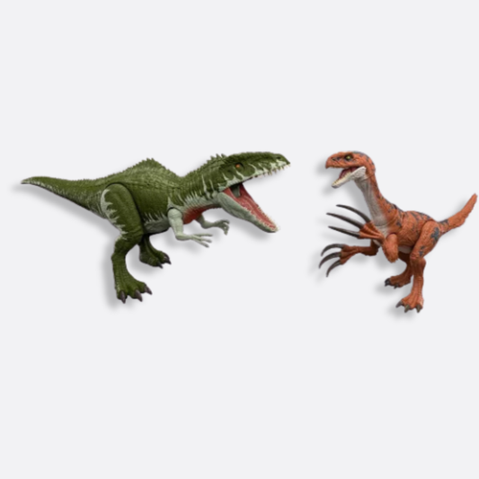 Jurassic World 2-Pack of Dinosaur Figures Giganotosaurus & Therizinosaurus, Attack Actions
