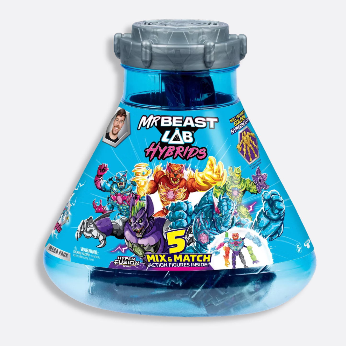 MrBeast Lab Hybrids Hyper Fusion Hybrid Lab Action Figure Playset: 5-Piece Plastic Toy Set