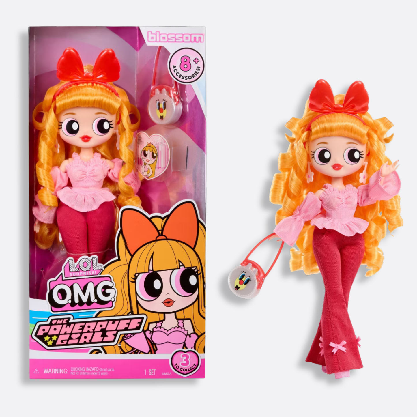 L.O.L. Surprise! OMG The Powerpuff Girls Doll - Blossom: Curly Orange Hair, Articulated Fashion Figure, Removable Clothes
