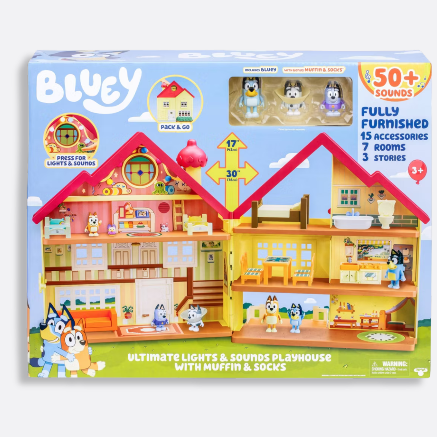 Bluey Ultimate Lights & Sounds Playhouse with Muffin & Socks