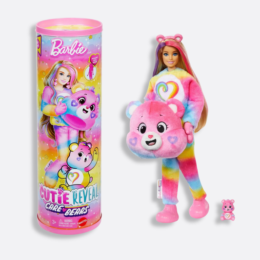 Barbie- Cutie Reveal Care Bears Doll & Accessories, Series 2 Togetherness Bear with 10 Surprises