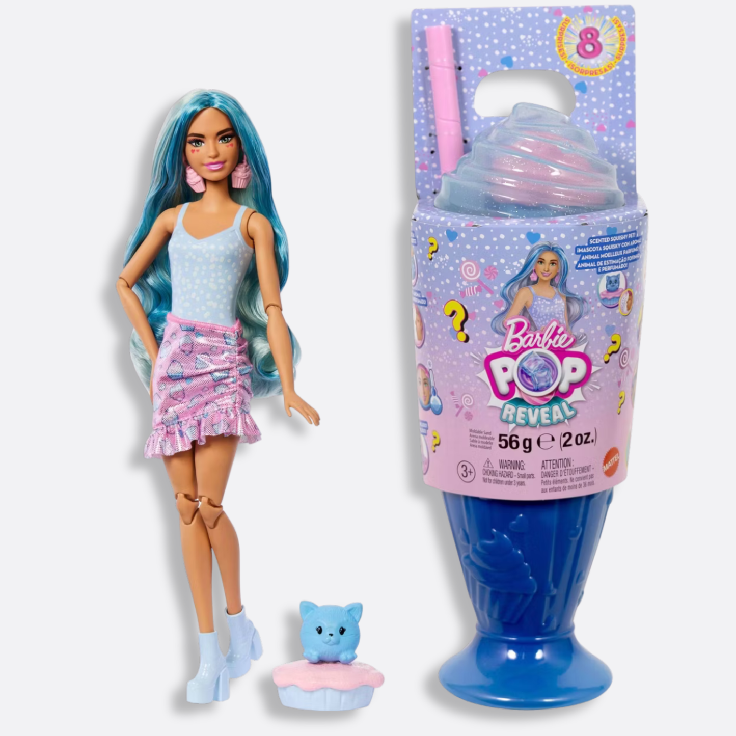 Barbie - Pop Reveal Sweet Treat Series Doll & Accessories Set, Cool Cupcake Fashion Doll & Pet