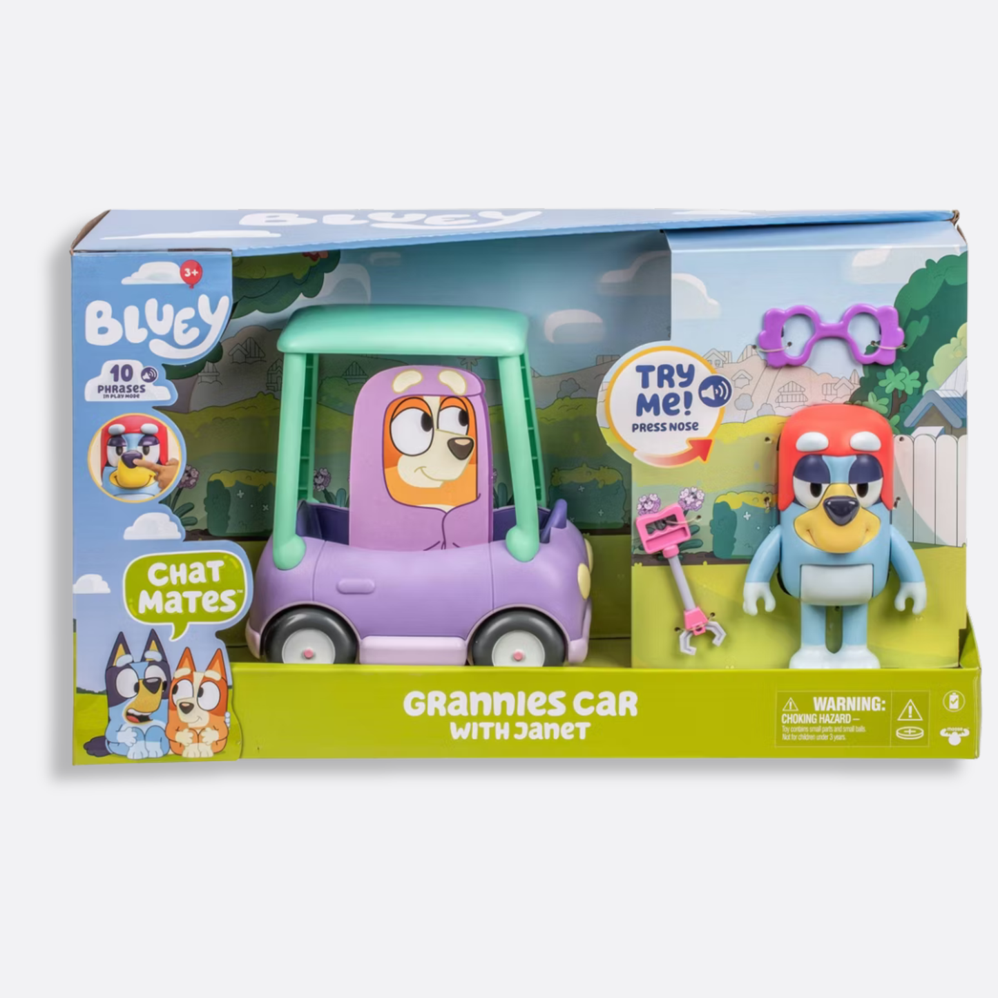 Bluey Chat Mates Figure & Vehicle - Granny Car & Janet